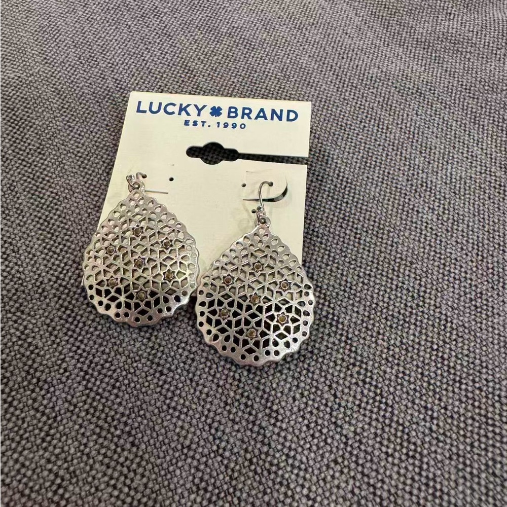 Lucky Brand Intricate Silver Drop Earrings
